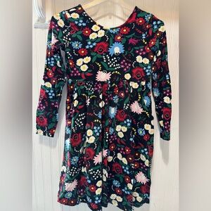 Hanna Anderson girls size 160 cm, size us 14 - 16 black floral dress w/ pockets
